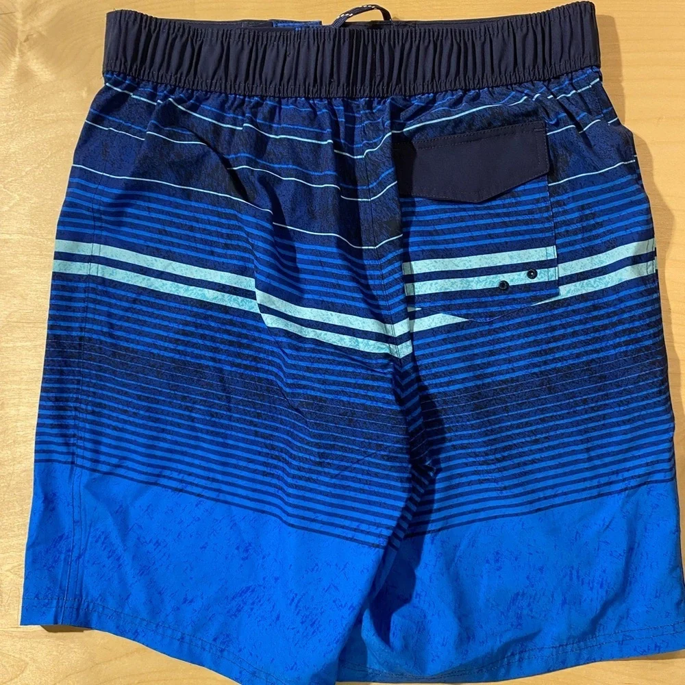 Ocean Coast Men's Blue Striped Swim Shorts Large (C)